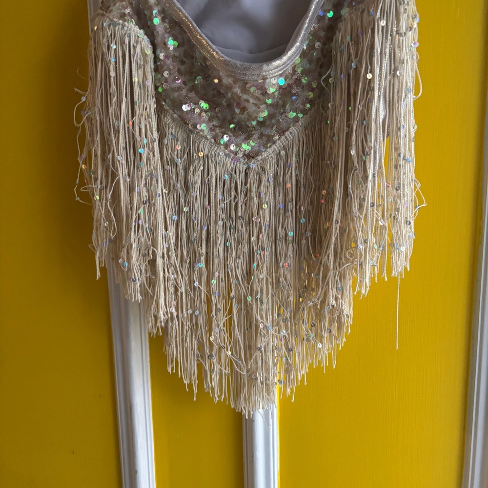 Sequin Fringe Dress, Sleeveless Party Cocktail Dance Dress, flapper costune - Picture 6 of 12